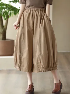 xakxx Cropped Pleated Wide Leg Casual Pants Bottoms