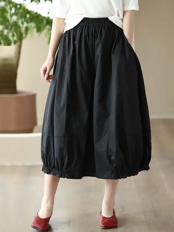 xakxx Cropped Pleated Wide Leg Casual Pants Bottoms