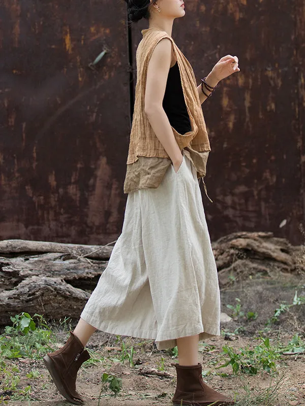 xakxx High Waisted Loose Pleated Split-Joint Pants Trousers