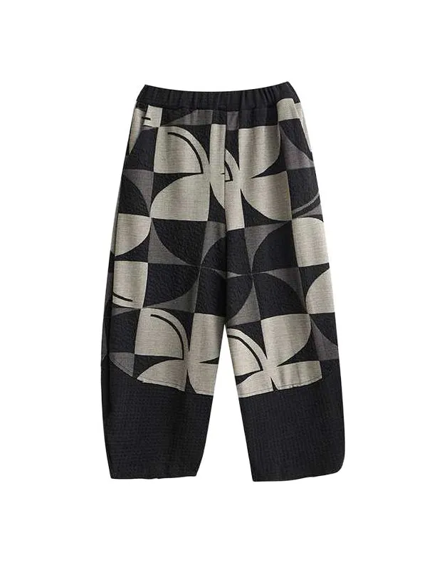 xakxx Long Sleeves Asymmetric Buttoned Printed Stand Collar Sweatshirt Top   Harem Pants Pants Bottom Two Pieces Set