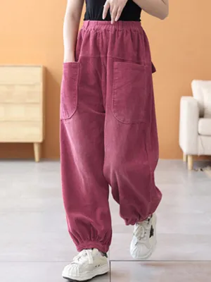 xakxx Loose Elasticity Solid Color Casual Flared Pants Bottoms
