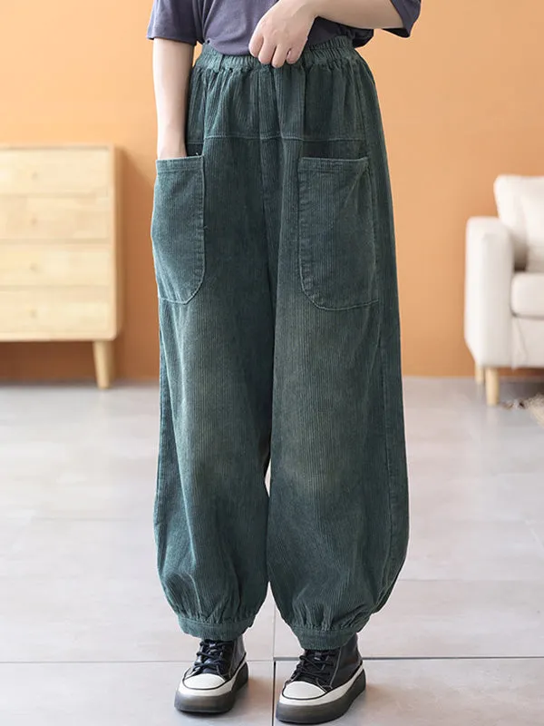 xakxx Loose Elasticity Solid Color Casual Flared Pants Bottoms