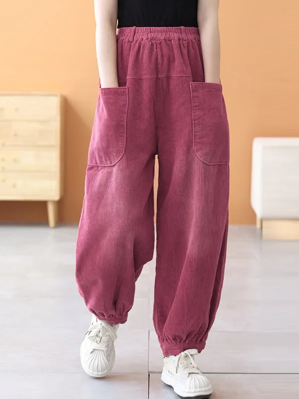 xakxx Loose Elasticity Solid Color Casual Flared Pants Bottoms