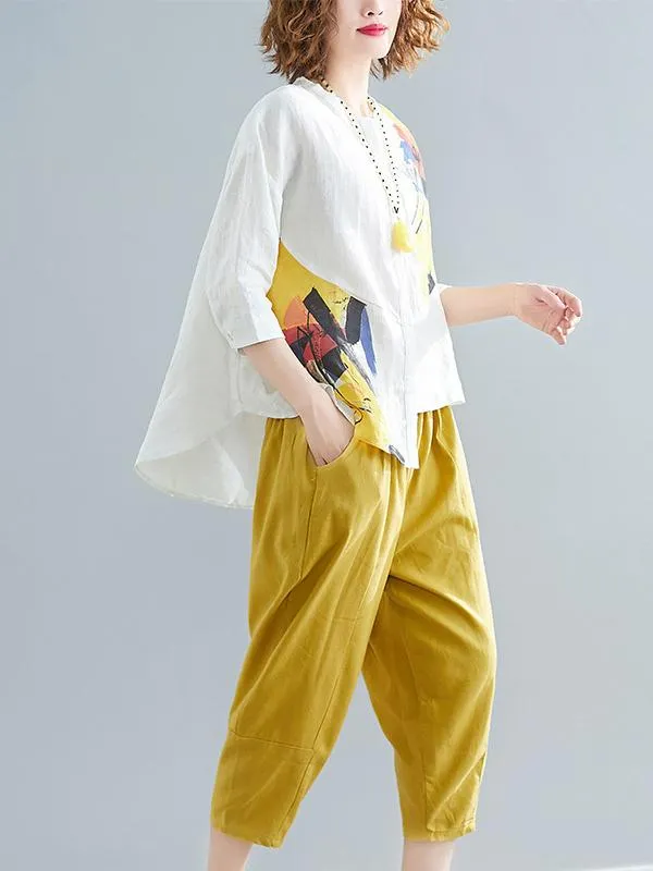 xakxx Printed Shirt   Solid Wide Leg Pants
