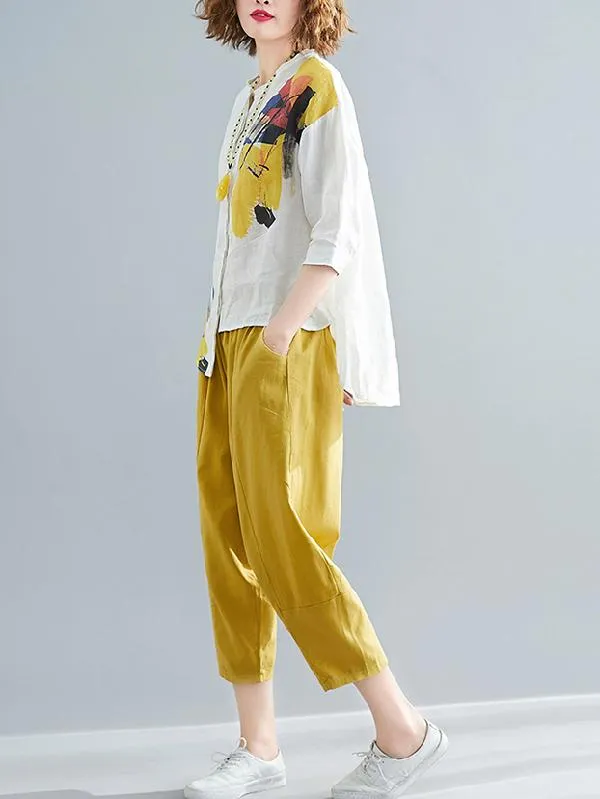 xakxx Printed Shirt   Solid Wide Leg Pants