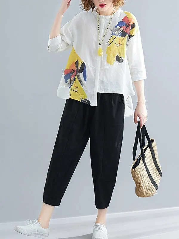 xakxx Printed Shirt   Solid Wide Leg Pants
