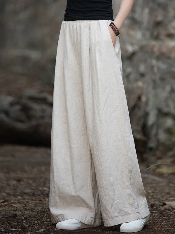 xakxx Wide Leg Elasticity Solid Color Pants Trousers