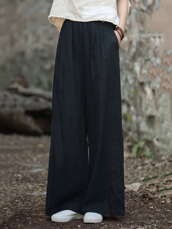 xakxx Wide Leg Elasticity Solid Color Pants Trousers