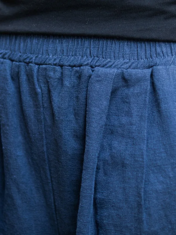 xakxx Wide Leg Elasticity Solid Color Pants Trousers
