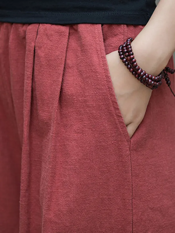 xakxx Wide Leg Elasticity Solid Color Pants Trousers