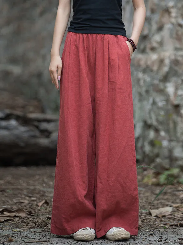 xakxx Wide Leg Elasticity Solid Color Pants Trousers