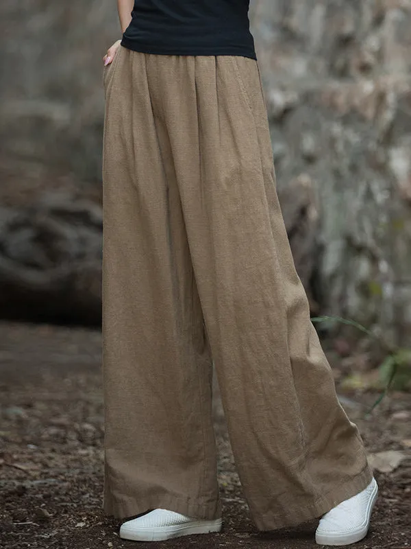 xakxx Wide Leg Elasticity Solid Color Pants Trousers
