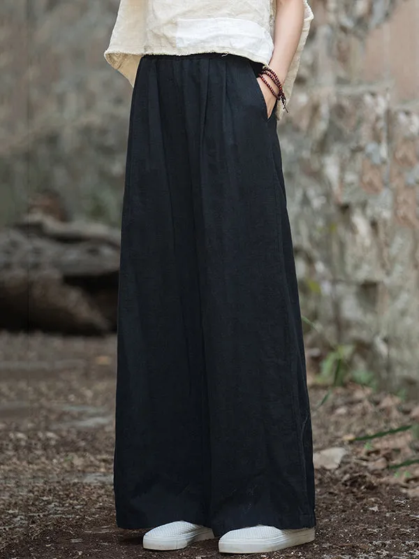 xakxx Wide Leg Elasticity Solid Color Pants Trousers