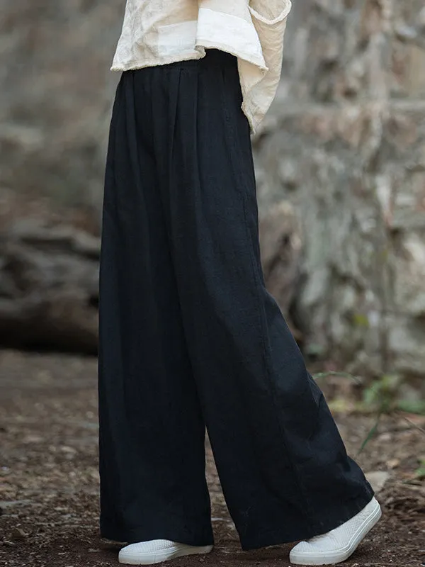 xakxx Wide Leg Elasticity Solid Color Pants Trousers