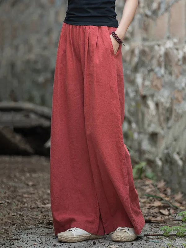 xakxx Wide Leg Elasticity Solid Color Pants Trousers