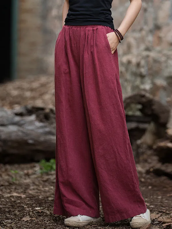 xakxx Wide Leg Elasticity Solid Color Pants Trousers