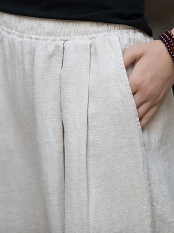 xakxx Wide Leg Elasticity Solid Color Pants Trousers
