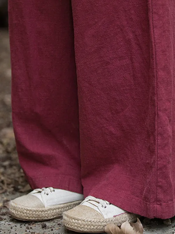 xakxx Wide Leg Elasticity Solid Color Pants Trousers