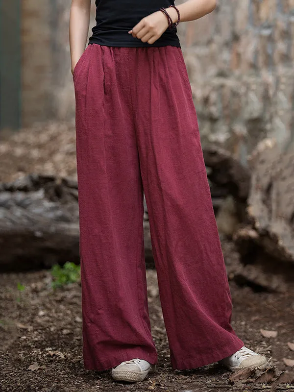 xakxx Wide Leg Elasticity Solid Color Pants Trousers