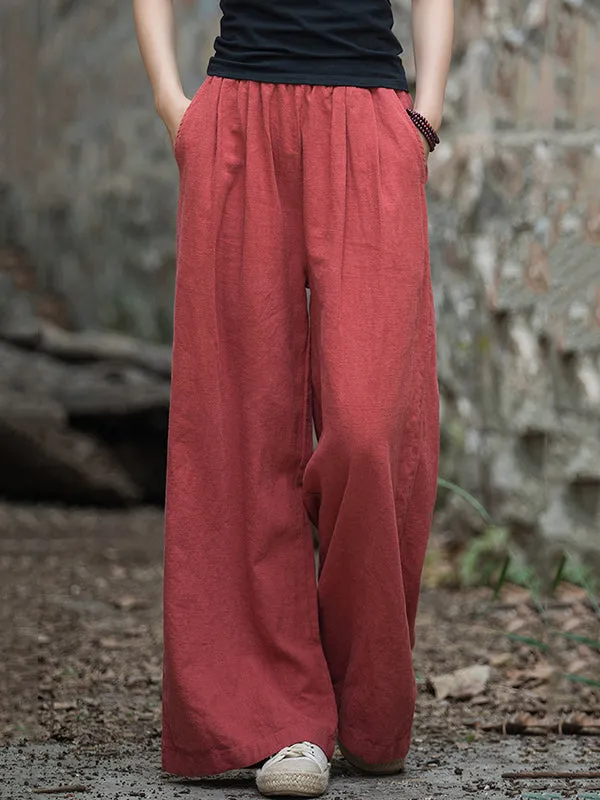 xakxx Wide Leg Elasticity Solid Color Pants Trousers
