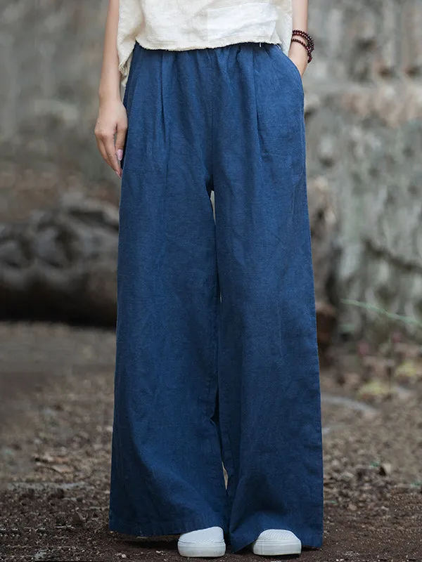 xakxx Wide Leg Elasticity Solid Color Pants Trousers