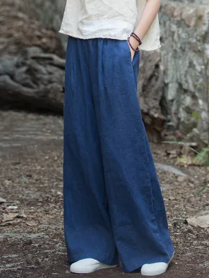 xakxx Wide Leg Elasticity Solid Color Pants Trousers