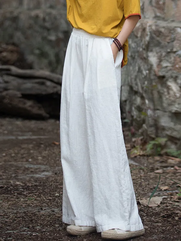 xakxx Wide Leg Elasticity Solid Color Pants Trousers