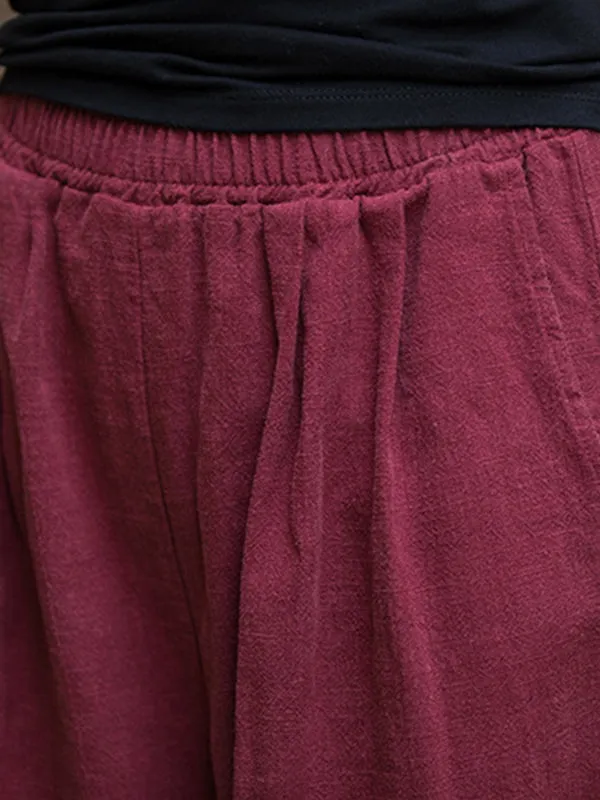 xakxx Wide Leg Elasticity Solid Color Pants Trousers