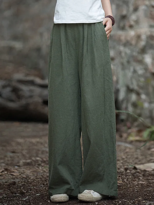 xakxx Wide Leg Elasticity Solid Color Pants Trousers