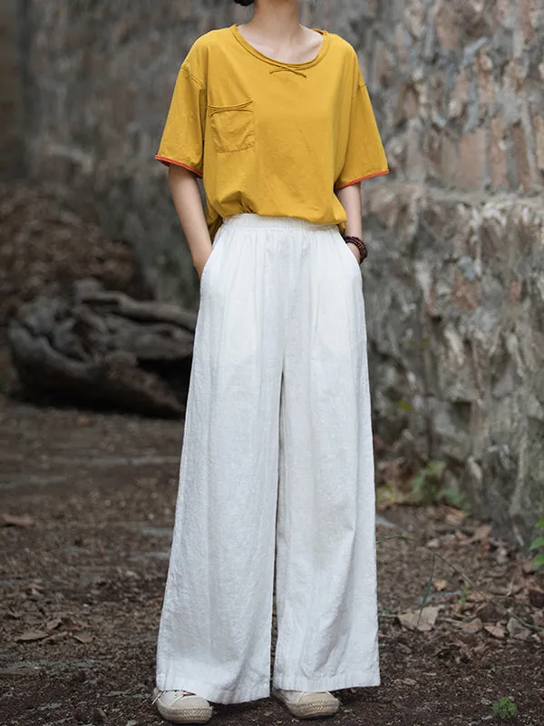 xakxx Wide Leg Elasticity Solid Color Pants Trousers