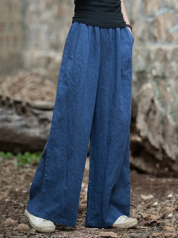 xakxx Wide Leg Elasticity Solid Color Pants Trousers