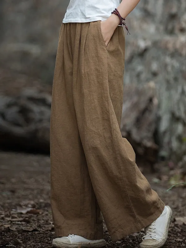 xakxx Wide Leg Elasticity Solid Color Pants Trousers