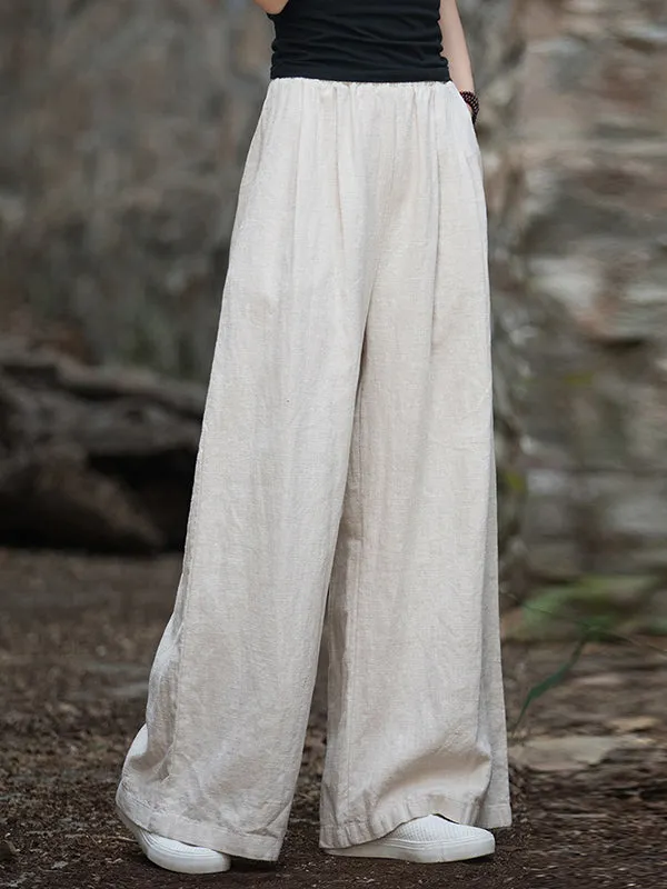xakxx Wide Leg Elasticity Solid Color Pants Trousers